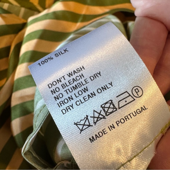 NWT Christian Wijnants Danai Peach Khaki Green Stripes Midi Dress | XL - Picture 10 of 10